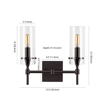Cato Bohemian Farmhouse Iron/Glass LED Vanity - JONATHAN Y